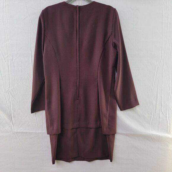 Studio 1 Petite 2 Piece Set Outfit Burgundy Dress and Jacket Formal Size 10P - Picture 2 of 8